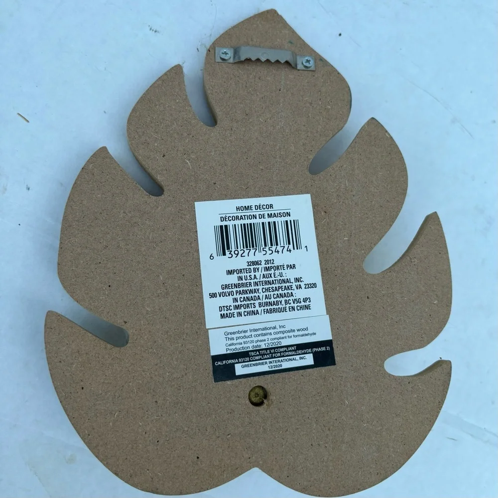 3 Composite wood leaf shaped coat peg hook hanger 2 tone earth tones Like new
